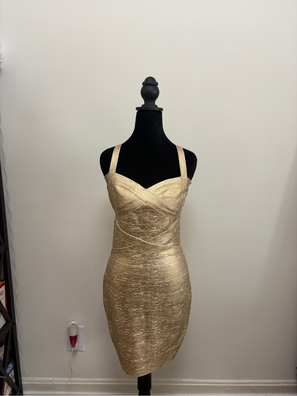 Gold Sleeveless Bodycon Dress